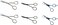Mustache Scissors 6 Piece Set - 2 Straight Mustache Scissors (4.7 inches each), 2 Curved Mustache Scissors (4.5 inches each) and 2 Straight with Finger Rest Mustache Scissors (4.2 inches each)