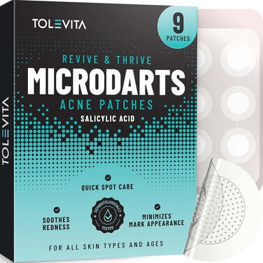 Microdarts Acne Patches   Blemish Dots with Microdarts Technology, Early Stage and Hidden Pimples   Niacinamide, Salicylic Acid   Cruelty Free - 9 Pcs