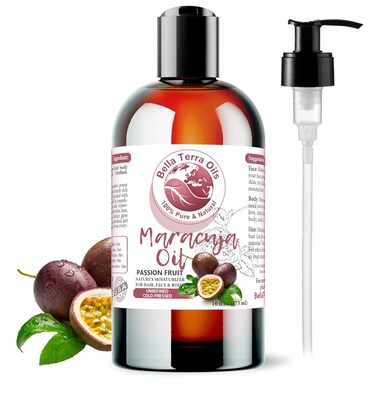 Bella Terra Oils - Maracuja Seed Oil 16oz - Cold-Pressed Purity from Passion Fruit Seeds, Infused with Essential Minerals &amp; Fatty Acids, A Beacon for Skin Care Enthusiasts