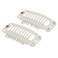 SWACC 100 Pcs U Shape Metailic Snap Clips ins for Hair Extension Hairpiece DIY Snap-Comb Wig Clips with Rubber (White Beige, 9-Teeth 6 Holes)