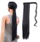 SWACC Women Long Straight/Curly Wavy Wrap Around Ponytail Extension Synthetic Hair Piece Clip in Hair extensions (Straight, 1B#-Off Black)