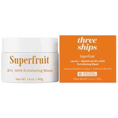 Three Ships Superfruit Exfoliating Face Mask with Lactic + Multifruit 8% AHA - Brightens and Removes Dead Skin Cells, Soothes and Hydrates Skin (40g)