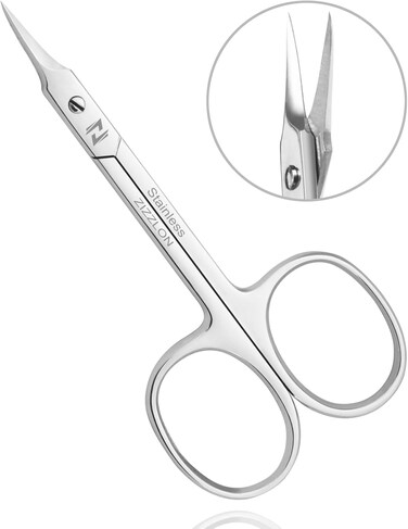 Professional Cuticle Scissors Extra Fine Curved Pointed Tip - Professional Grooming Scissors for Cuticles, Beard, Nose Hair, Eyelash, Mustache, Dry Skin - Manicure Scissors