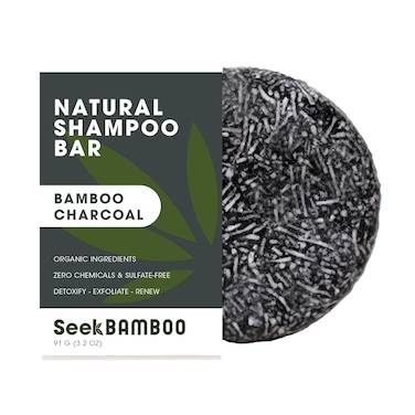 Seek Bamboo Shampoo Bar, Charcoal, 3.2 oz - Detoxifying, Sulfate Free, 70-90 Washes, Unisex
