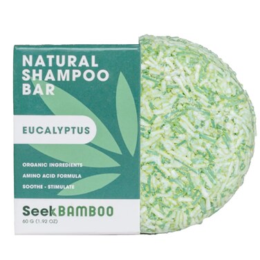 Seek Bamboo Eucalyptus Shampoo Bar - Natural Ingredients, Sulfate &amp; Palm Oil Free Shampoo, 3.2 oz, Unisex, Travel Size, Invigorating Cleanse for Itchy Scalp