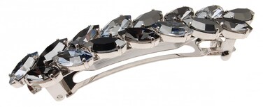 L. Erickson Large Ivy Crystal Barrette, Jet Hematite   Blue Shade   Silver Night   Silver