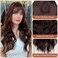MERISIHAIR Brown Wig with Bangs Long Wavy Wigs for Women Synthetic Heat Resistant Fiber Curly Wig Daily Party Holiday Festival Chrismas Travel Used