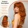 MERISIHAIR Long Orange Wig with Bangs,Ginger Wavy Wigs for Women,26 Inches Heat Resistant Synthetic Orange Wig For Daily Cosplay Party Use