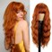 MERISIHAIR Long Orange Wig with Bangs,Ginger Wavy Wigs for Women,26 Inches Heat Resistant Synthetic Orange Wig For Daily Cosplay Party Use