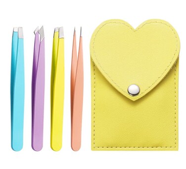 Eyebrow Tweezers Set Face Hair Removal Scissors Precision Tweezers for Women &amp; Men(Yellow)