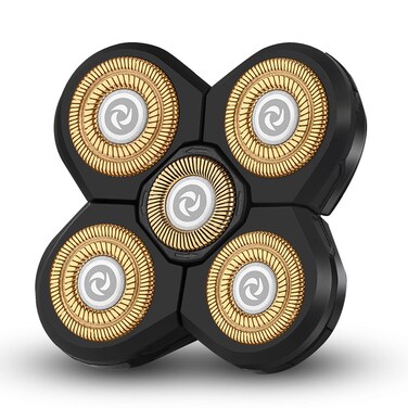 Replacement Head for Electric Shaver 5D Close Mens Electric Razor Head Waterproof Head Shavers for Men Replacement Head Wet &amp; Dry Bald Shavers Blade (Gold)