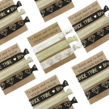 11 Piece Set to Have and to Hold Your Hair Back Bridesmaid Gifts Hair Tie Cards   Bachelorette Party Hair Ties   Bride Hair Ties (Black-11)