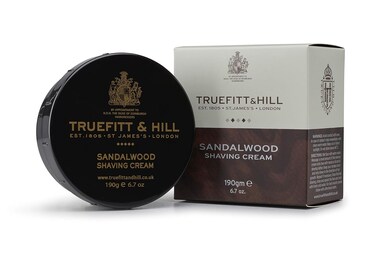Truefitt &amp; Hill Shaving Cream Bowl - Sandalwood - Premium Glycerin-Based Lather, Smooth Glide, and Hydration for a Luxurious Shave - 6.7 oz.