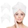YoulerTex Microfiber Hair Towel Hair Wrap: 2 Pack 10X26 Hair Dryer Towels for Women Absorbent Turban Twist Drying Shower Cap Curly Hair Products for Hair Care Hair Accessories (03 White)