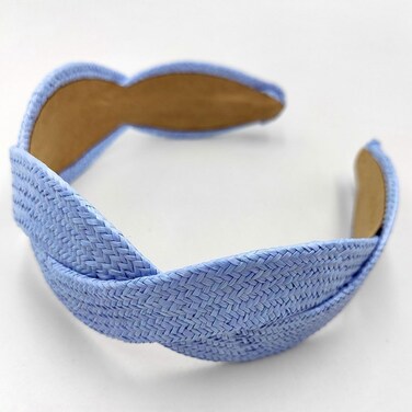 Woven Straw Headbands for Women Girls, Lafite Straw Headbands Wide Hairbands Beach Holiday Hair Hoop Accessories Headwear Jewelry Gifts 01(Light Blue)