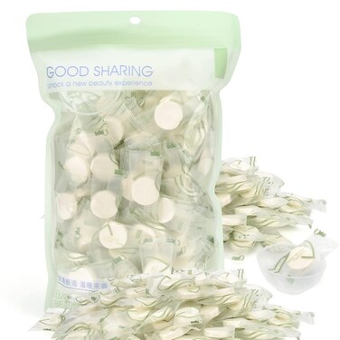 100Pcs Compressed Facial Mask Cotton Face Mask Sheet Grain Skin Care Dry Sheet Mask Paper DIY Natural Face Cotton Mask Sheet, with Free Mask Bowl