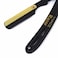 Black &amp; Gold Combination Stainless Steel Barber Straight Edge Razor with Hi-Chromium Derby 100 Count Blades - Made of Platinum Stainless Steel - with Easy Blades Replacement Mechanism - Macs-045B1