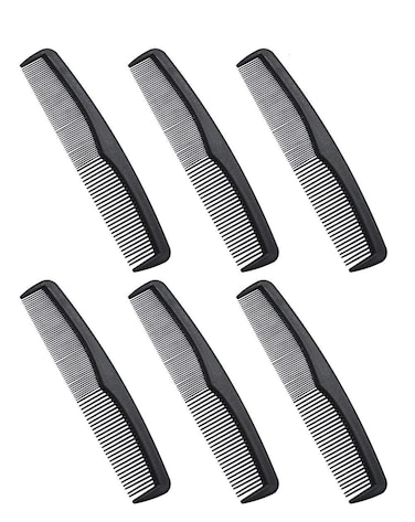 Shapenty 7 Inch Classic Black Plastic Hair Comb Pocket Men&rsquo;s Beard Mustache Comb Bulk for Hairdressing Grooming and Styling, 6PCS