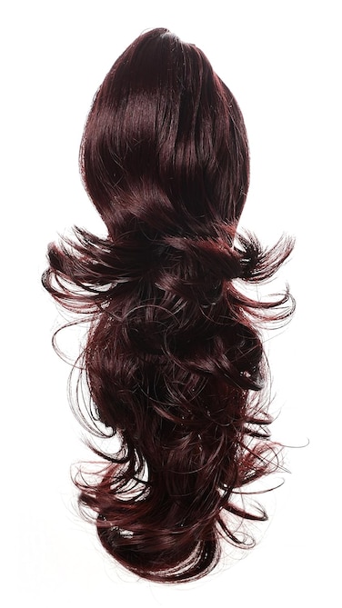 Onedor 15" Synthetic Fiber Curly Ponytail Hair Extension hairpiece with Clip-in Jaw Clips, Dual-Use Hair Extensions (99T-Wine Red)