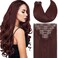 Caliee Clip in Hair Extensions Real Human Hair Burgundy Wine Red Color Double Weft Lace Clip in Hair Extensions Invisible Silky Straight Hair Extensions Clip in for Full Head 120g 14inch