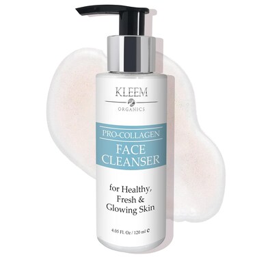 Kleem Organics Pro-Collagen Glycolic Acid Face Wash with Salicylic Acid - Organic Face Cleanser for Women &amp; Men to Unclog Pores &amp; Improve Skin Tone and Texture - Gentle Exfoliating Face Wash - 4.05 oz