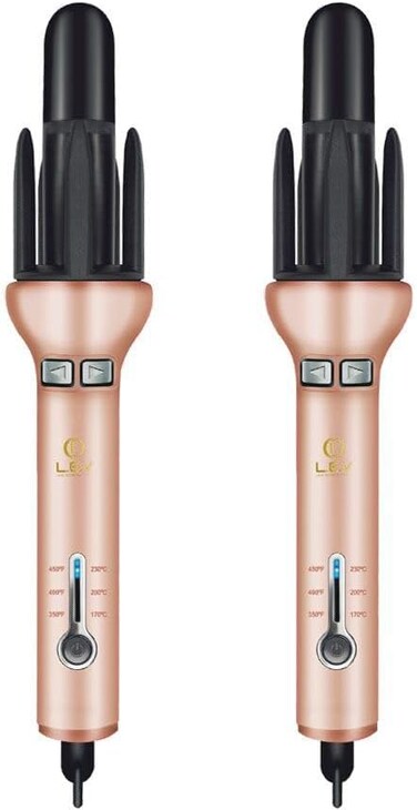 360 Two Way Rotating Professional Hair Curling Iron Curler - Heatless Hair Curler   Curling Wand   Look Extremely VIP 360 Airflow Styler Curling Iron (Rose Gold)