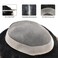 Mens Toupee Fine Mono Real Hair Replacement System Poly Skin Around Human Hair Mens Toupee Durable Mens Hairpiece 6"X8"#1B10 Off Black with 10%gray hair -120% Medium Light to Medium Density