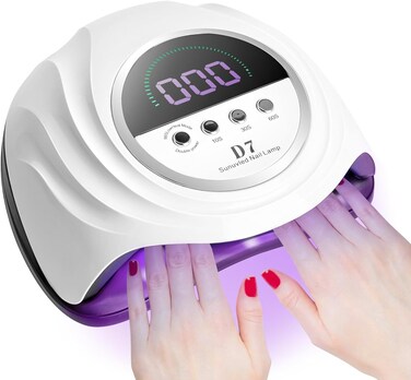 208W UV LED Nail Lamp, Professional UV Nail Dryer Light with 66Pcs Lamp Beads, Fast Gel Curing Lamp 4 Timer Setting Auto Sensor, Portable Handle Gel Polish Lamp for Salon and Home Nail Art Tools