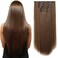 HSPJHTM Brown Hair Extension Clip in Hair Extensions for Women Halloween hair extention 22" Synthetic 5PCS Long Straight Natural Thick Hair Pieces Copper Brown Full Head