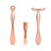 3Pcs Metal Eye and Face Cream Applicator Stick Cosmetics Spoon Spatula, Massager Tool for Facial Massage, Reduce Puffiness (Rose Gold)