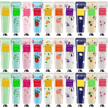 30 Pack Hand Cream Gift Set,Hand Lotion for Dry Cracked Hands,Moisturizing Hand Care Cream with Natural Plant Fruit Scented,Mini Hand Lotion Travel Size Bulk(Chinese and English language)