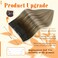 Fshine Invisible Wire Hair Extensions Real Human Hair Brown to Ash Brown and Blonde Fish Line Hair Extensions Secret Headband Wire Human Hair Extensions One Piece Hair Extensions Clip Ins 12Inch 70g