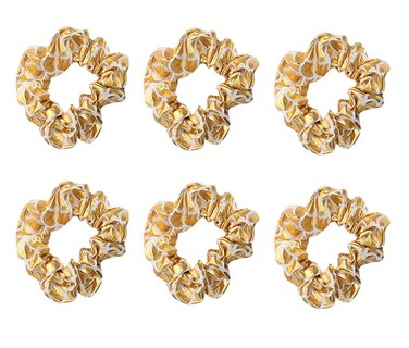 6 Pcs Hologram Metallic Gold or Silver Color Hair Scrunchies Shiny Hair Bobbles Elastics Ponytail Holders Hair Wrist Ties Bands Scrunchies for Show Gym Dance Party Club Girl Students (Gold)