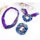 3 in1 Shiny Hologram Metallic Rainbow Bows Scarf Hair Scrunchies Bands Two-tone Mermaid Bunny Ears Hair Bobbles Elastics Ponytail Holders Hair Ties for Show Dance Party Girl (Royal Blue)