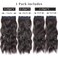 Black Brown Hair Extensions, 4Pcs Long Synthetic Hair Extension Clip ins, Curly Hair Extensions Clip in Human Hair (Color: Brown)