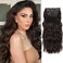 Black Brown Hair Extensions, 4Pcs Long Synthetic Hair Extension Clip ins, Curly Hair Extensions Clip in Human Hair (Color: Brown)