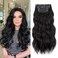 Black Hair Extensions, 4Pcs Clip in Hair Extensions, 20 Inches Long Curly Hair Extensions Clip ins, Soft Synthetic Hair Extensions (Color: Black)