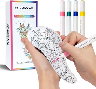 Unique Design Small Kids Hair Brush, Kids Arts &amp; Crafts, Mini Hair Brush, Small Brush, Toddler Brush, Detangler Brush - Activities for Kids 4-8. Christmas Stocking Stuffer Gift.