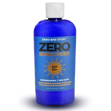 ZERO SPF 20 Natural Sunscreen, UVA/UVB Sunblock for Sport and Everyday Use, Coral Reef Friendly Sun Lotion, Made with 100% Natural Ingredients - Coconut Oil, Shea Butter, Zinc Oxide, Beeswax, 4.5oz