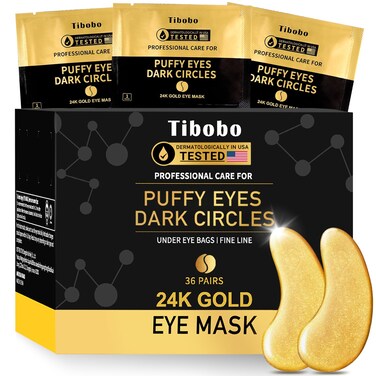 Under Eye Patches (36 Pairs) - 24K Gold Eye Masks Enriched with Abundant Collagen for Dark Circles, Puffy Eyes, Wrinkles - Gifts for Women Skin Care - Vegan &amp; USA Tested