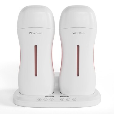 Roll On Wax Warmer with Double Roller for Soft Wax Cartridges, Magnetic Heating Base for Hair Removal at Home or Salon (White)