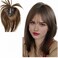 Anemone Swiss Lace Base Human Hair Toppers 9x10cm Clip In Fringe Hairpieces For Women Mid Part Straight Air Hair Bangs Cover Grey Hair Wiglets (#2)