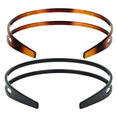 Hairband, 2 PCS Teeth Comb Hairbands Double Row Headwear Plastic Headbands Women Hard Plastic Headband Non-Slip Hair Hoop Accessory for Women Girls Hair Decorations (Black, Brown)