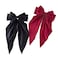 HLLMX Satin Silky Bowknot Hair Clips with Long Tail - French Barrette and Ribbon Hair Accessories for Women Girls (Black, Wine Red)