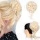 Messy Bun Hair Piece Tousled Updo Extension Elastic Rubber Band Hair Extension Piece for Women Girls Bleach Blonde