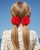 Furling Pompoms 2pcs Pack Furry Faux Fur Hair Scrunchies Artificial Fur Hair Bobbles Elastic Hair Band Rope Wristband Ponytail Accessories (Red)