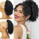 10 inch Ponytail Extension Drawstring Ponytail for Black Women Short Wavy Curly Ponytails Fluffy Natural Looking Pony Tails Hair Extensions Synthetic Hairpiece (1B)