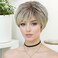 GNIMEGIL Short Blonde Pixie Cut Wigs for White Women with Bangs Dark Roots Old Lady Wig Natural Synthetic Ombre Layered Hairstyles Cosplay Costume Party Halloween Daily Use