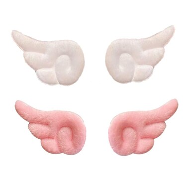 2 Pairs White and Pink Cute Angel wings Hair Clips, Non Slip Hair Barrettes, Plush Barrettes, Hair cosplay accessories, kawaii Accessories for Halloween, Christmas, Daily Wear