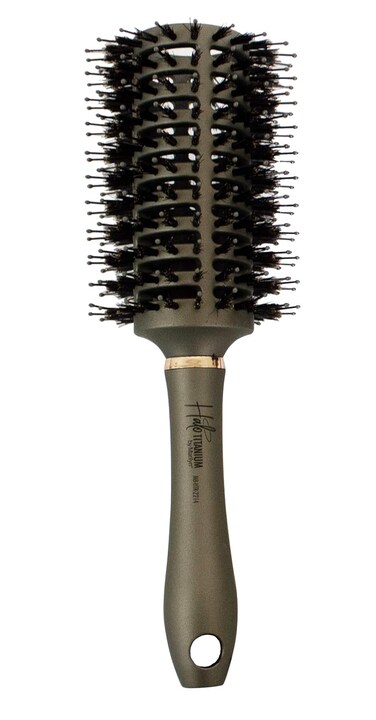 Halo Titanium Round Brush 3.5" - Curling, Waving, Smoothing, Blowouts, Hair Styling   Boar/Nylon Bristles Mix   Achieve Faster Drying Time   Great for Sensitive Scalps, Wigs and Extensions